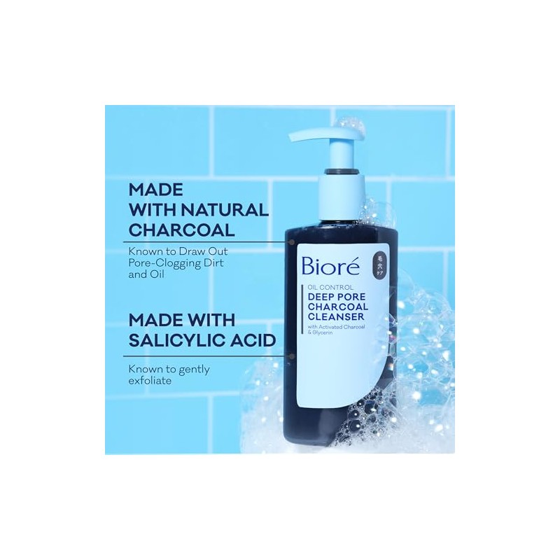 Biore Deep Pore Charcoal Cleanser Unisex for Cleanser 6.77 oz