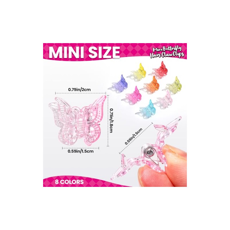Gradient Mini Butterfly Hair Clips, 32Pcs Y2K Butterfly Claw Clip