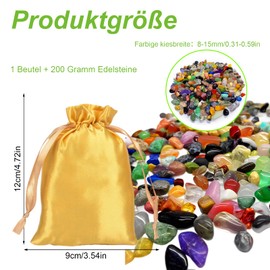 Digging Gemstones for Children, 200 g Natural Colourful Gemstones for Treasure Hunting and Collecting, 8-15 mm Size, with Practical Fabric Bag, Ideal for Children's Birthdays and Learning Activities