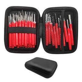 BWBWND 41PCS Terminal Removal Tool Kit, Electrical Wire Connector Pin Extractor Tool Set with Protective Box, Car Terminal Release Depinning Tools Kit for Automotive Household Devices (Red)