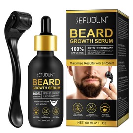 Beard Growth Kit, Beard Roller and Beard Growth Oil, Biotin Hair Beard Growth Oil, 0.25 mm Derma Roller for Hair and Beard, Stimulates Thick Mustache and Hair Growth, Beard Care Set