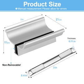 VYH 3-3/4" Aluminum Frameless Shower Door Handle with Metal Strike, Stainless Steel U-Channel with Magnet for Swing Glass Door Thickness 1/8",5/32",3/16," and 1/4", Shower Door Replacement