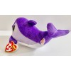 TY FLIPS PURPLE DOLPHIN 6” LONG BEANIE BOOS, NEW W/RED