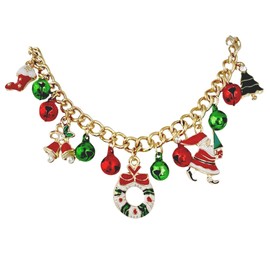 Christmas Necklace for Women Santa Reindeer Bell Necklace Santa Claus Boot Hat Wreath Charm Necklaces for Women Xmas Jewelry Gift