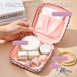 ADQWIOVL Travel Makeup Bag, Cute Cosmetic Bag Toiletry Bag for Women, Mini Make Up Pouches, Purse Cosmetic Organizer, Cute Rose Leopard, Cute