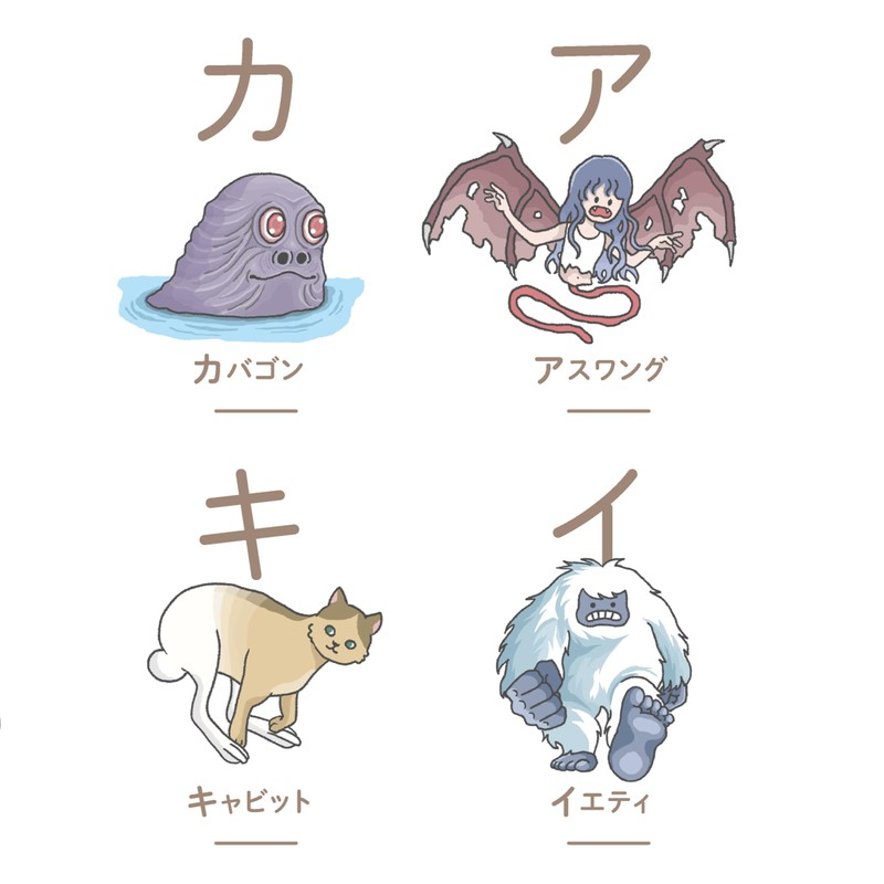 UMA Katakana Table Unidentified Creatures White with Magnetic Hanger