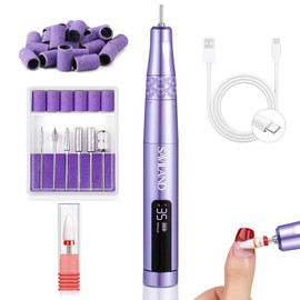 SAVILAND Electric Nail Drill: 35000RPM Cordless Electric Nail File Portable Nail Drill Professional 0 Vibration Hight Speed for 3 Mins Removal Acrylic for Manicure Pedicure Nail Salon at Home（Purple）