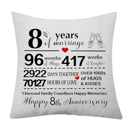 1st Marriage Gift 1 Year of Wedding Anniversary Cushion Cover 1st Anniversary Keepsake Gift for Wife Husband Women Men Couples Families Anniversary Cushion Cover Pillow Case (8th)