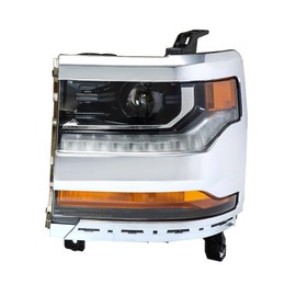 labwork Headlight Assembly, Compatible Replacement for 2016-2019 Chevy Silverado 1500 [HID/Xenon Model] DRL Projector Headlamp for Driver Side Chrome Housing