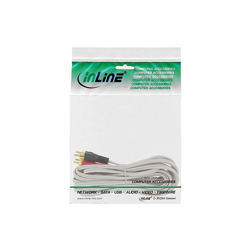 InLine® RCA Cable, 2x RCA M/M White/Gold 5 m