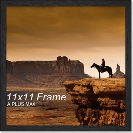 A PLUS MAX Square 11x11 Frame, Black Engineered Wood Picture Frame for 11 x 11 Picture Poster Photo, Light Weight 11 by 11 Frame with Wood-grain for Wall - 1 Pack/Black/11 x11