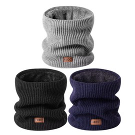 MSDC Winter Neck Gaiters for Men 3 Pack,Neck Warmer Men Women with Thermal Thick Warm Fleece Lined Cold Weather,Mens Scarf Winter Ski Face Mask Cover Windproof Scarves（Black,Navy，Grey）