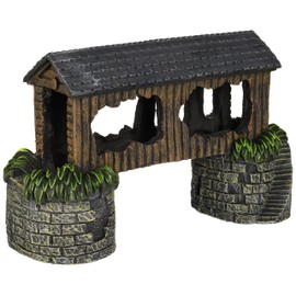 Penn-Plax Madison County Covered Bridge Fish Tank Ornament Decoration for Aquariums and Terrariums