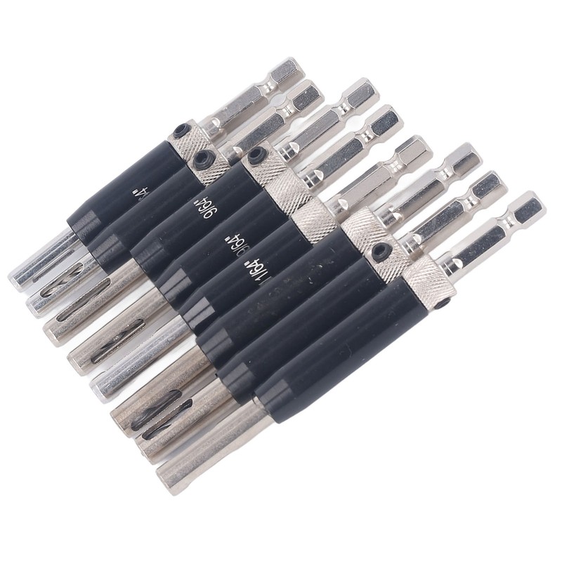 8Pcs Self Centering Hinge Drill Bit Black Hex Shank Hinge