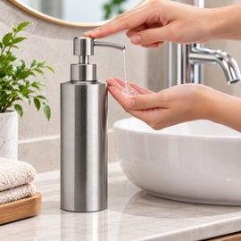 Countertop Soap Dispenser for Kitchen & Bathroom – Metal Pump Bottle with 3 Capacity Options for Everyday Sink Organization
