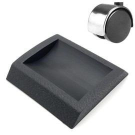 (TUISKU) Set of 5 Rubber Caster Stoppers Chair Fixing Wheel Chocks Furniture (Black)