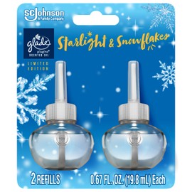 Glade PlugIns Refills Air Freshener, Scented and Essential Oils for Home and Bathroom, Starlight & Snowflakes, 1.34 Fl Oz, 2 Count