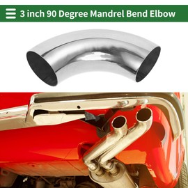 Motoforti 4pcs 90 Degree Mandrel Bend Elbow Car Exhaust Pipe Tubing Piping 3" Inch OD Thickness 1.2mm/18GA 76x265x1.2mm 304 Stainless Steel Silver Tone