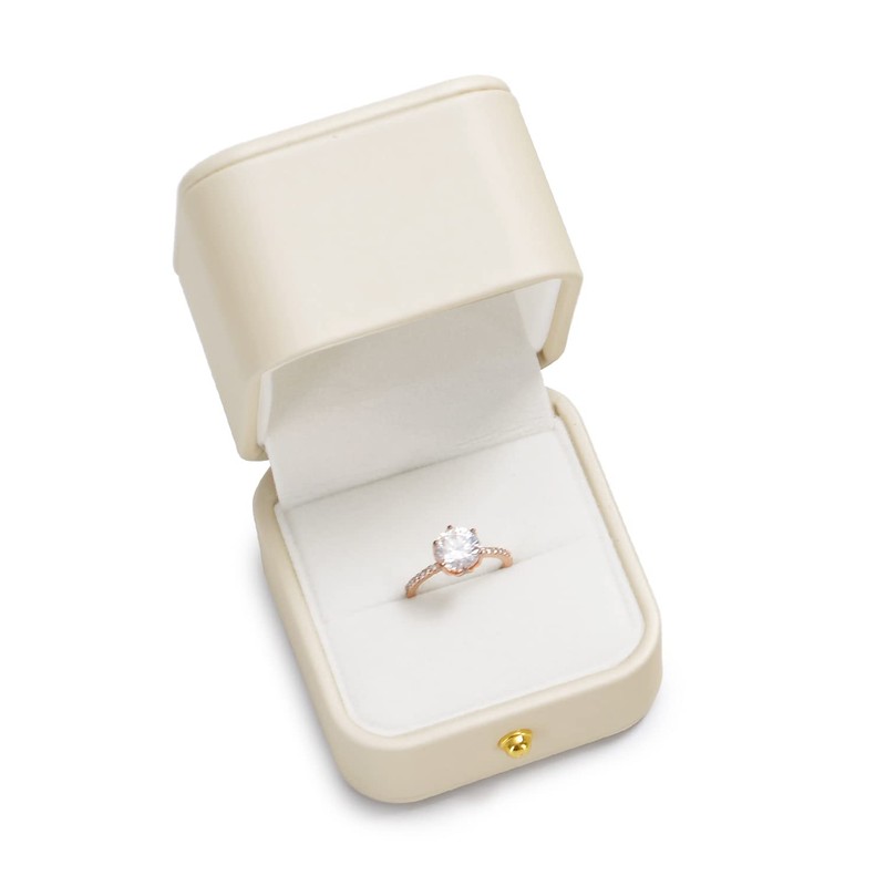 Woodten White Ring Box Ring Box Premium Velvet Interior Ring