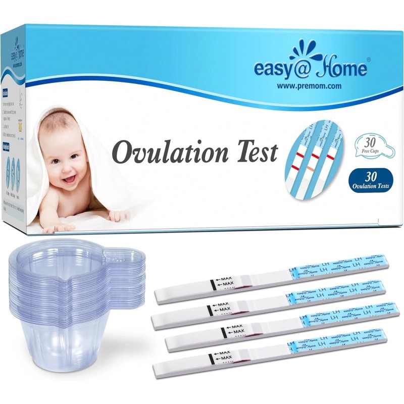 Easy@Home Ovulation Test Kit: 30 LH Strips + 30 Cups,