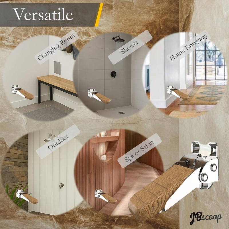 JBscoop Shower Foot Rest Wall Mounted, VersatileFoldable Footstep, 304 Stainless