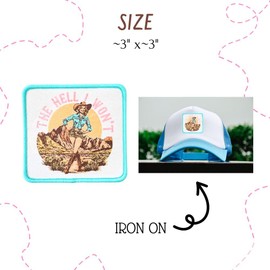 9PC Western Embroidered Trucker Hat Patches Iron On | Funny Cowboy Cowgirl Social Club Hats Patch Raising Hell with Hippies Yeehaws Dolly I Won’t Wild Howdy Country Themed Boho Bulk Accessories