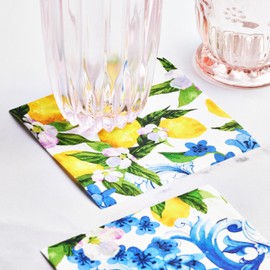 CECI New York X MY DRAP Fiorella Cotton Cocktail Napkins, Single-use or reuseable (4.5" x 4.5" - 50 Units per Roll)