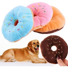 Hundespielzeug in Donut-Form, Plüsch, niedliches Quietschgeräusch-Spielzeug für Haustiere, Kauspielzeug, quietschendes Plüsch-Hundespielzeug, Blaubeere, quietschendes Plüsch-Hundespielzeug, Kauschutz
