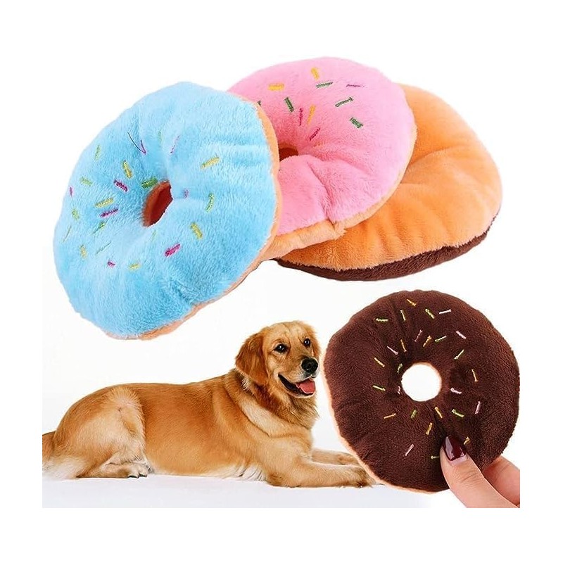 Hundespielzeug in Donut-Form, Plüsch, niedliches Quietschgeräusch-Spielzeug für Haustiere, Kauspielzeug, quietschendes