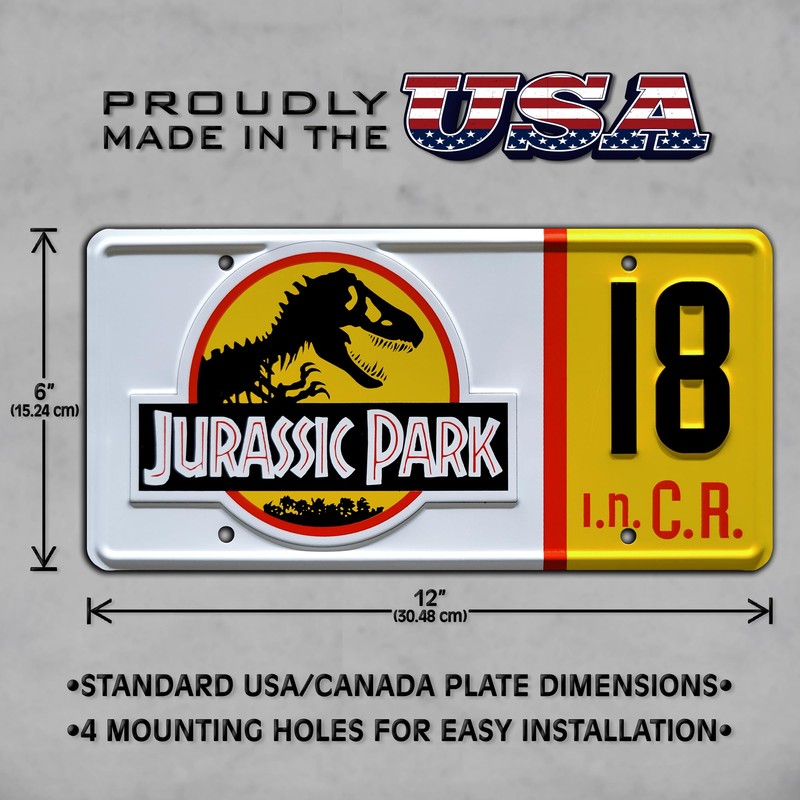 Jurassic Trilogy | # 18 | Metal Stamped License Plate
