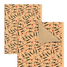 QRTDXP 50pcs Brown Tissue Paper Sheet with Reindeer,35 * 50cm Cute Xmas Gift Wrapping Paper for Christmas Party Present