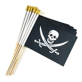 JKAVPPT 12 Pack Pirate Jack Rackham Stick Flag Small Mini Hand Held Flags