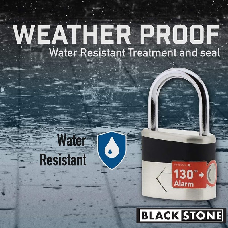 Blackstone Anti-Theft Loud 130db Alarm Padlock Weather Proof Heavy Duty