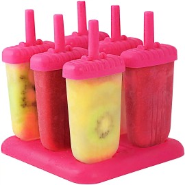 Reusable Plastic Popsicle Molds 6Pcs Hotpink DIY Ice Bar Maker For Homemade Iced Snacks Ice Cream Toolscolor: Hotpink Color