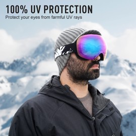 Sunglasses Luxe Permafrost Snow Goggles for Winter Skiing Snowboard with Protective case and Microfiber Bag. One Size fits All. (Purple)