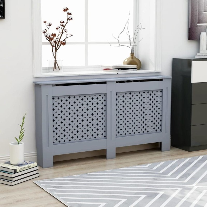 vidaXL Radiator Cover Anthracite 59.8" MDF Heater Heating Cover Storage