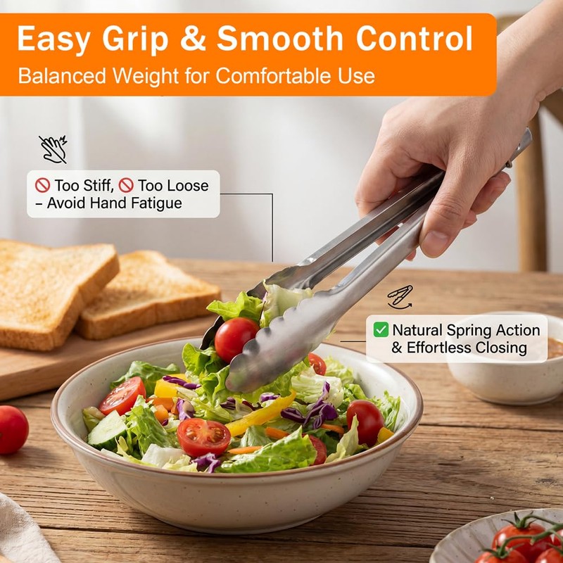 3‑Pack Stainless Steel Kitchen Serving Tongs for Buffet Party Catering