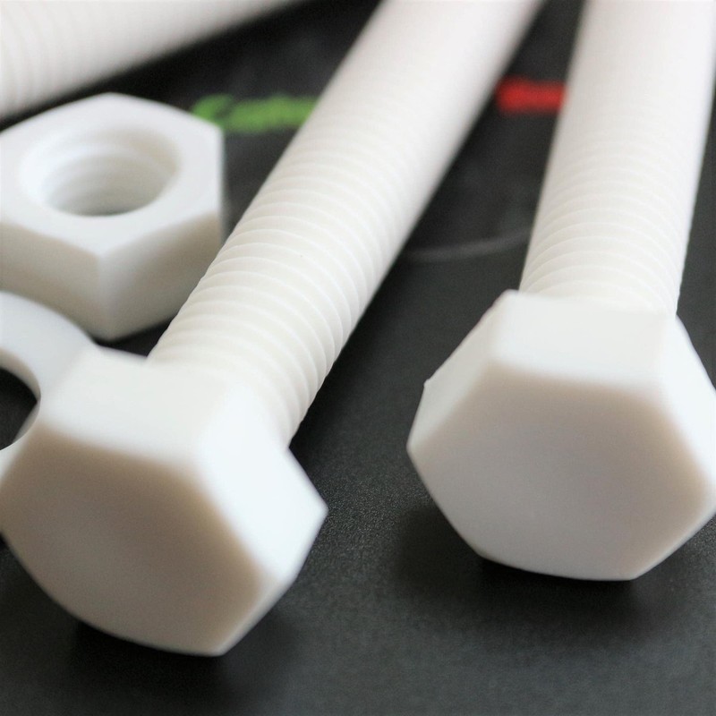10 x White Hexagon Head Screws Polypropylene (PP) Plastic Nuts,