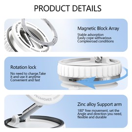 DOOCECIY Vacuum Magnetic Suction Phone Holder, 360° Rotating Foldable Phone Stand for Car