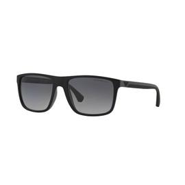 Emporio Armani Men's EA4033 Square Sunglasses, Rubber Black and Grey/Gradient Grey Polarized, 56 mm