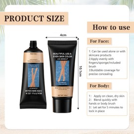 UZYXC Wasserfester Körper Concealer für Beine, Make Up mit 24H Halt gegen Schweiß, Tattoo und Flecken Abdecken, Invisibler Effekt für Natürlichen Teint, Kein Abfärben oder Verlaufen