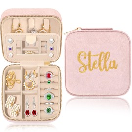 JSTUMB Stella Name Jewelry Organizer Beach Jewelry Holder Friendship Travel Gifts For Women Best Friends Besties Anniversary Christmas Valentines Day Graduation Gifts For Her Name Jewelry Case