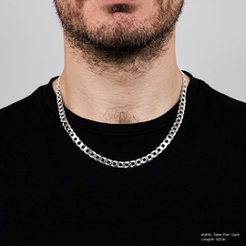 VN Jewelry Mens Silver Chain Necklace - 925 Sterling Silver Italian 7mm Diamond-Cut Cuban Curb Link Chain Necklace for Men Chain Necklace Length 18" 19" 20" 21" 22" 24" 26" (20 IN)