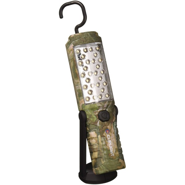 Cliplight 160 Lumen LED Magnetic Pivot Work Light & Flashlight with Rugged Hook & Shockproof/Water-Resistant Shell, Camouflage