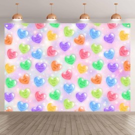 Yriujul 7x5ft Fabric Romance Day Sweet Heart Photography Backdrop Conversation Hearts Candy Sayings Signs Background Anniversary Photo Tapestry Booth Props