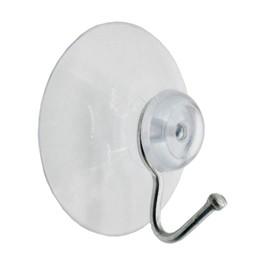 Christoph Palme Leuchten Set of 2 transparent suction hooks with metal hook for hanging mobile on the window, suction cup hooks