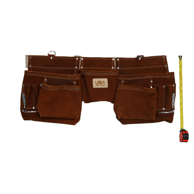 USA PRO TOOLS Light Brown Suede Leather Tool Belt Pouch
