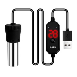 DONGKER USB Aquarium Heater, 15W/25W Temperature Adjustable Aquarium Heating Rod, 17℃-34℃ Adjustable Aquarium Heater with LED Digital Display for 3-5L Fish and Turtle Tanks