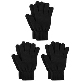 KUTTOR 3 Pairs Winter Warm Magic Gloves Thicken Cashmere Knit Gloves Stretchy Unisex Full Fingers Gloves for Men Women