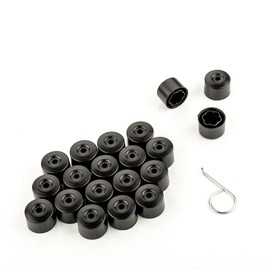 LST 20 x Hexagonal Wheel Bolt Cover Caps 17 mm Black Matt Rim Caps Set